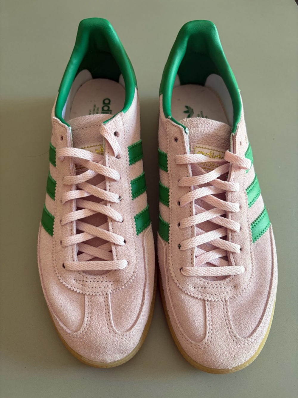 adidas Handball Spezial Shoes in pink/green size 8.5